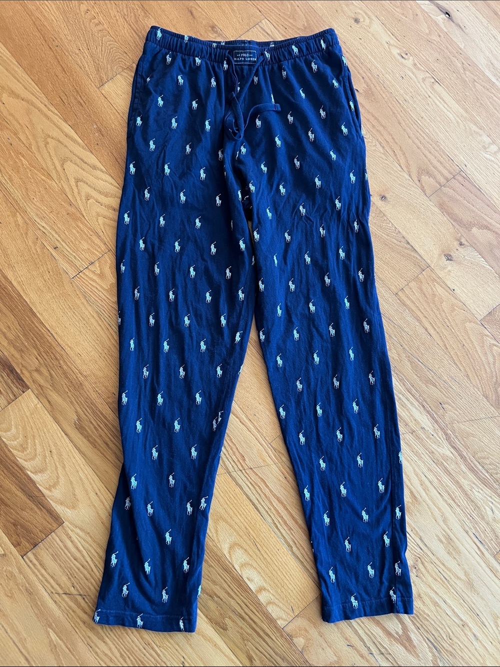 Men’s Polo Pony Pajama Lounge Pants Navy Cotton Size Medium M
